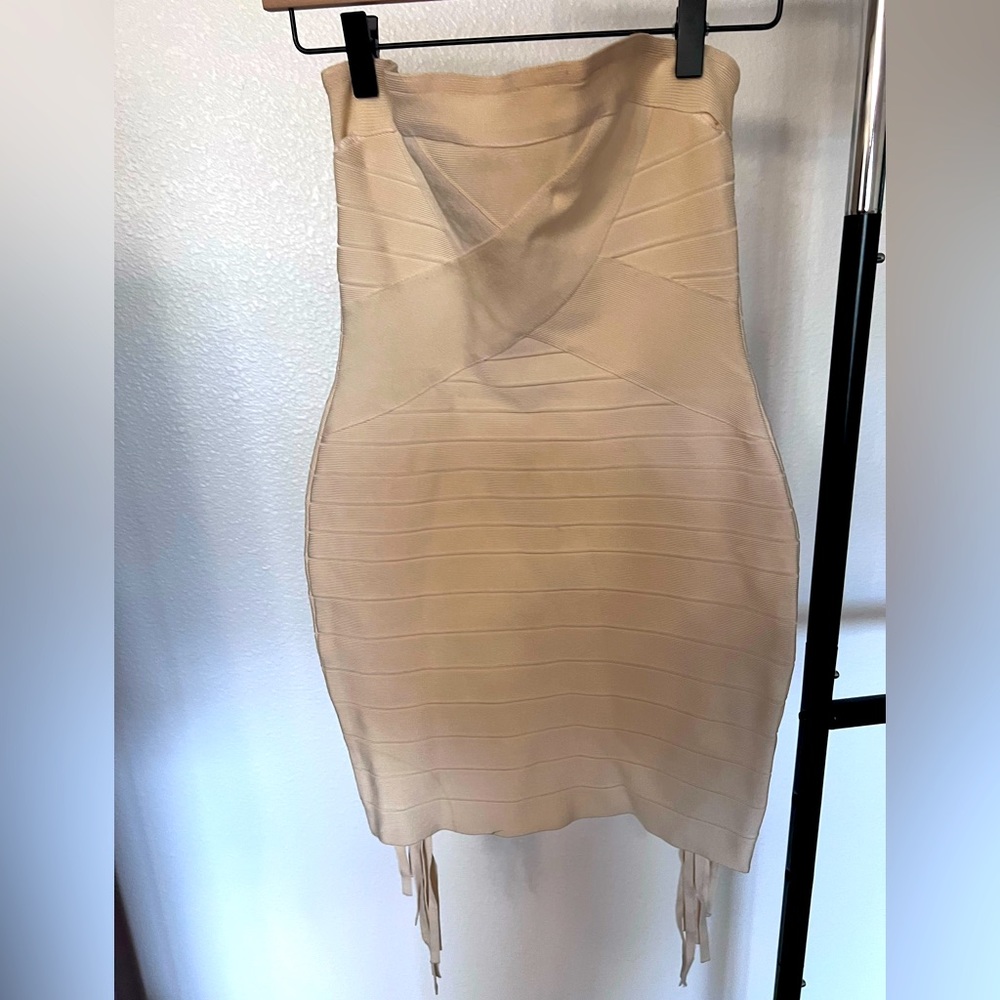 bandage dress with fringe